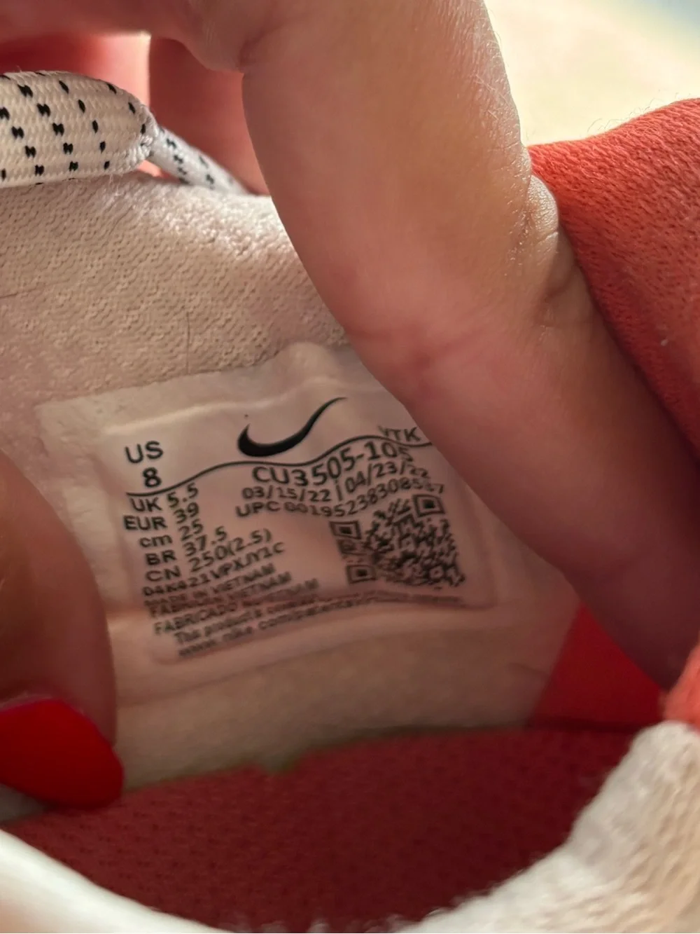 Nike Women's Cream Athletic Sneakers with Coral Accents